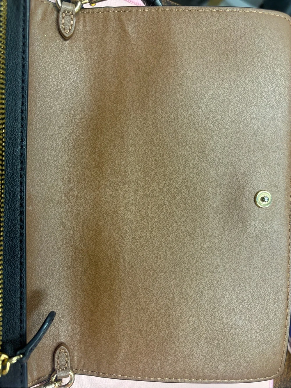 Coach Brown Signature Canvas Crossbody with Black Strap leather interior